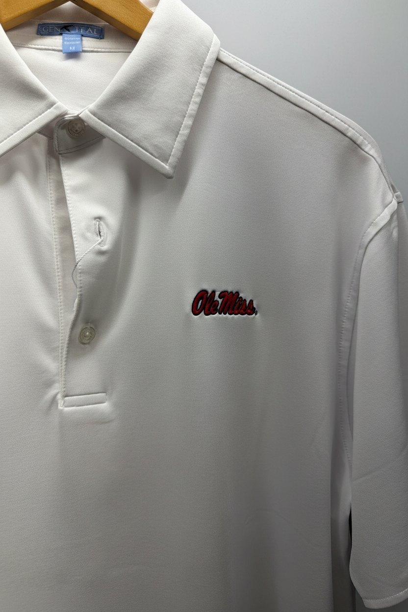 Genteal Ole Miss Solid Polo-White