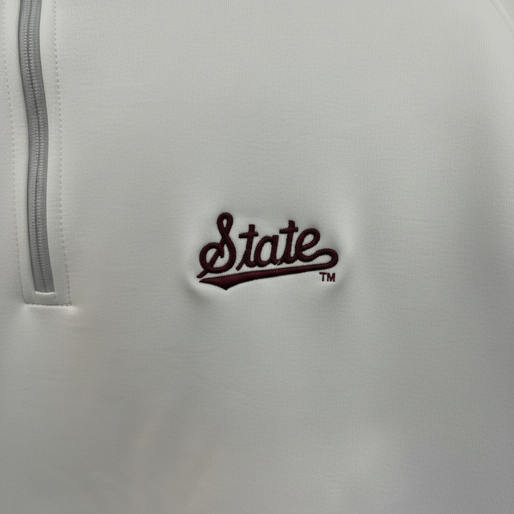Peter Millar British Gray Mississippi State Quarter Zip - Maroon State Logo