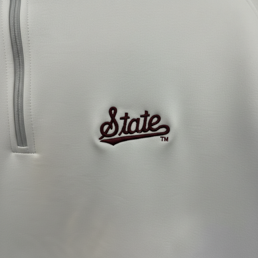 Peter Millar British Gray Mississippi State Quarter Zip - Maroon State Logo