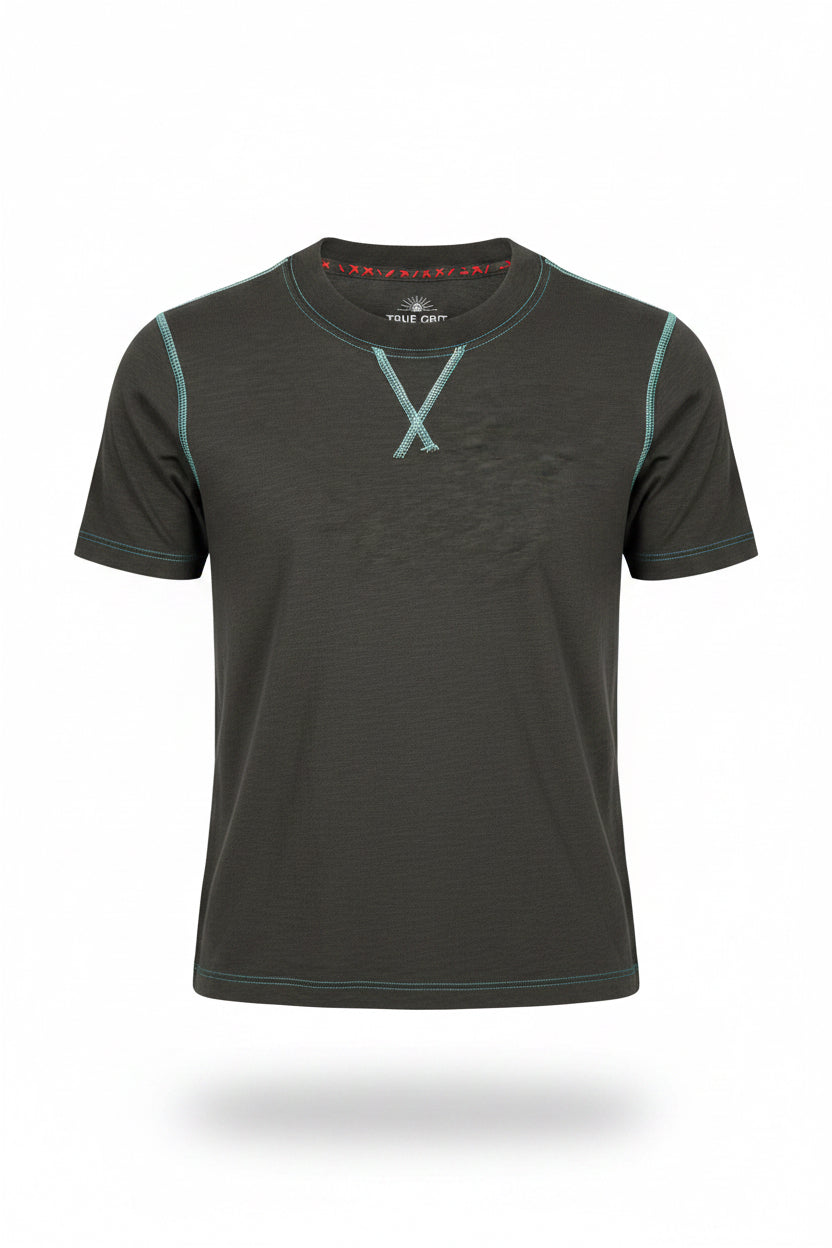 True Grit Short Sleeve Crew-Carbon