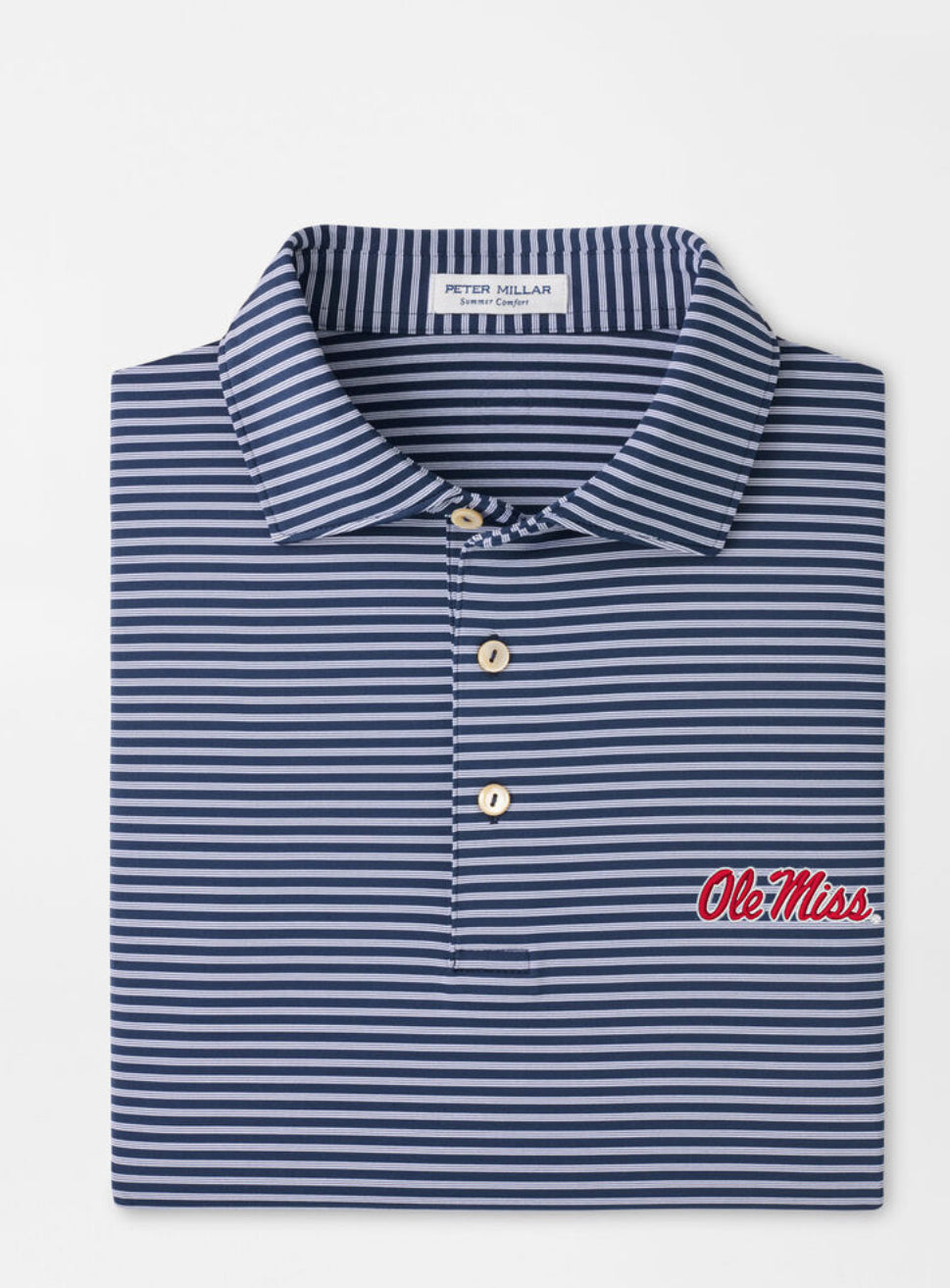 Peter Millar Ole Miss Navy-Striped Performance Polo