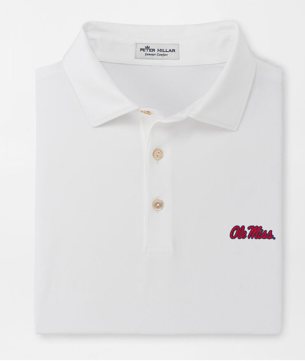 Peter Millar Ole Miss White Solid Performance Polo