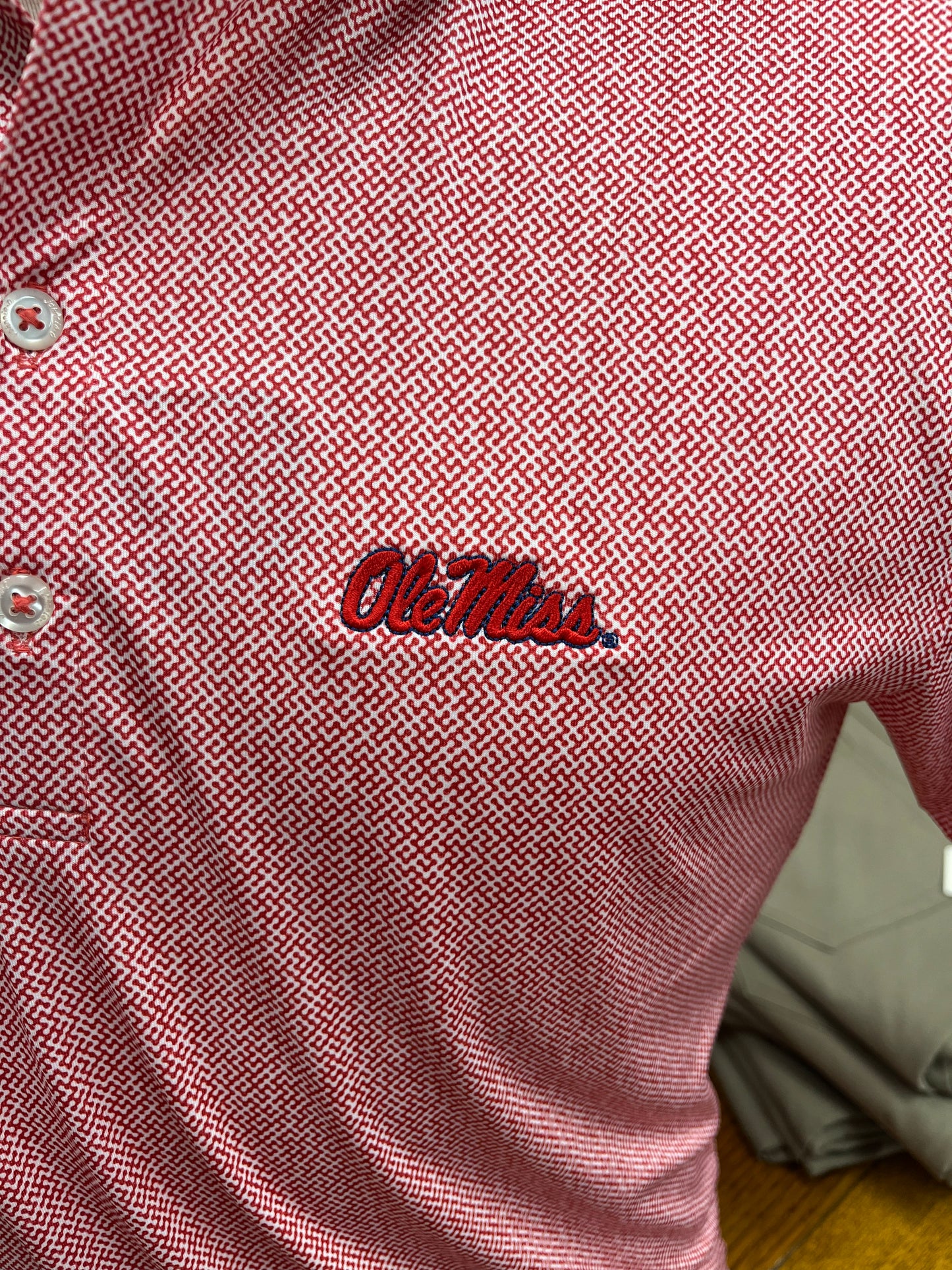 Johnnie-O Ole Miss Red Hinson Patterned Performance Polo
