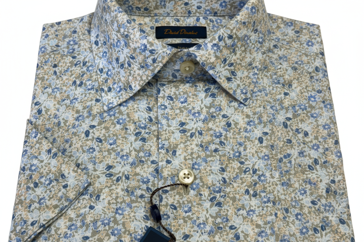 David Donahue SS Buttondown - Sage/Multi