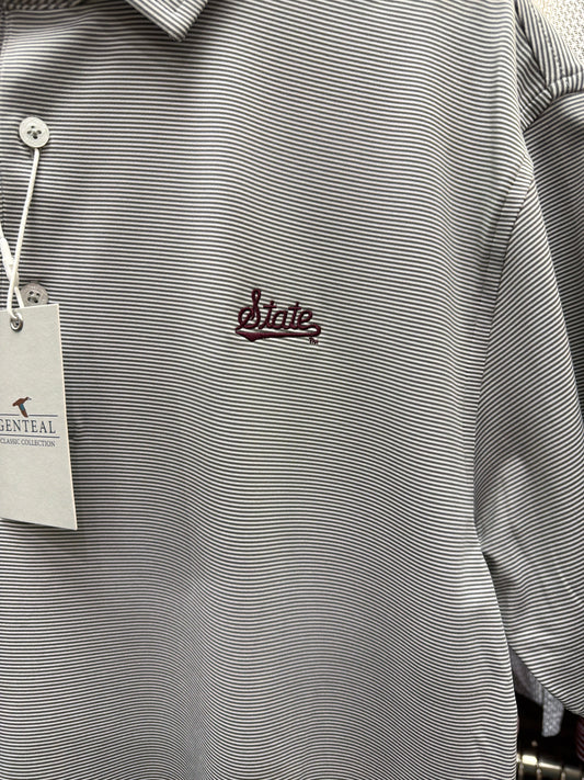 Pinstripe Polo-Maroon Logo