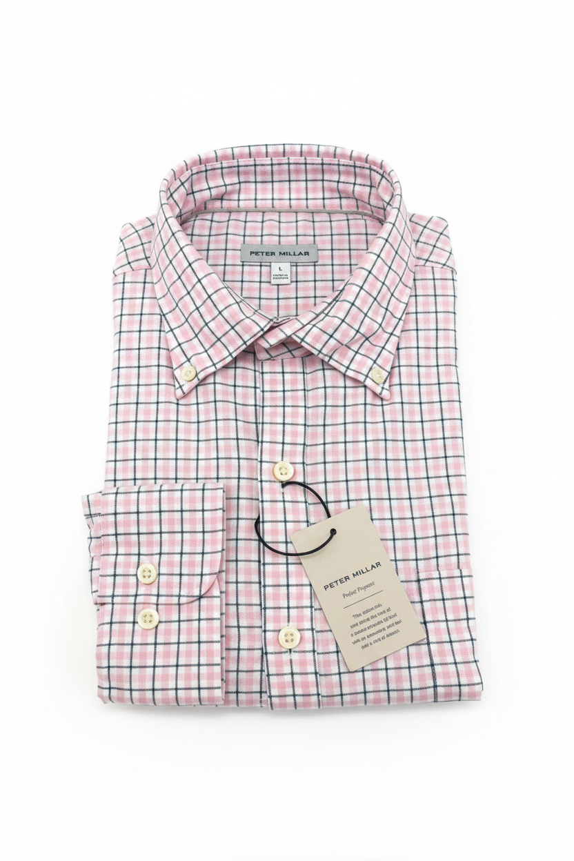 Plaid Buttondown-Pink/Navy