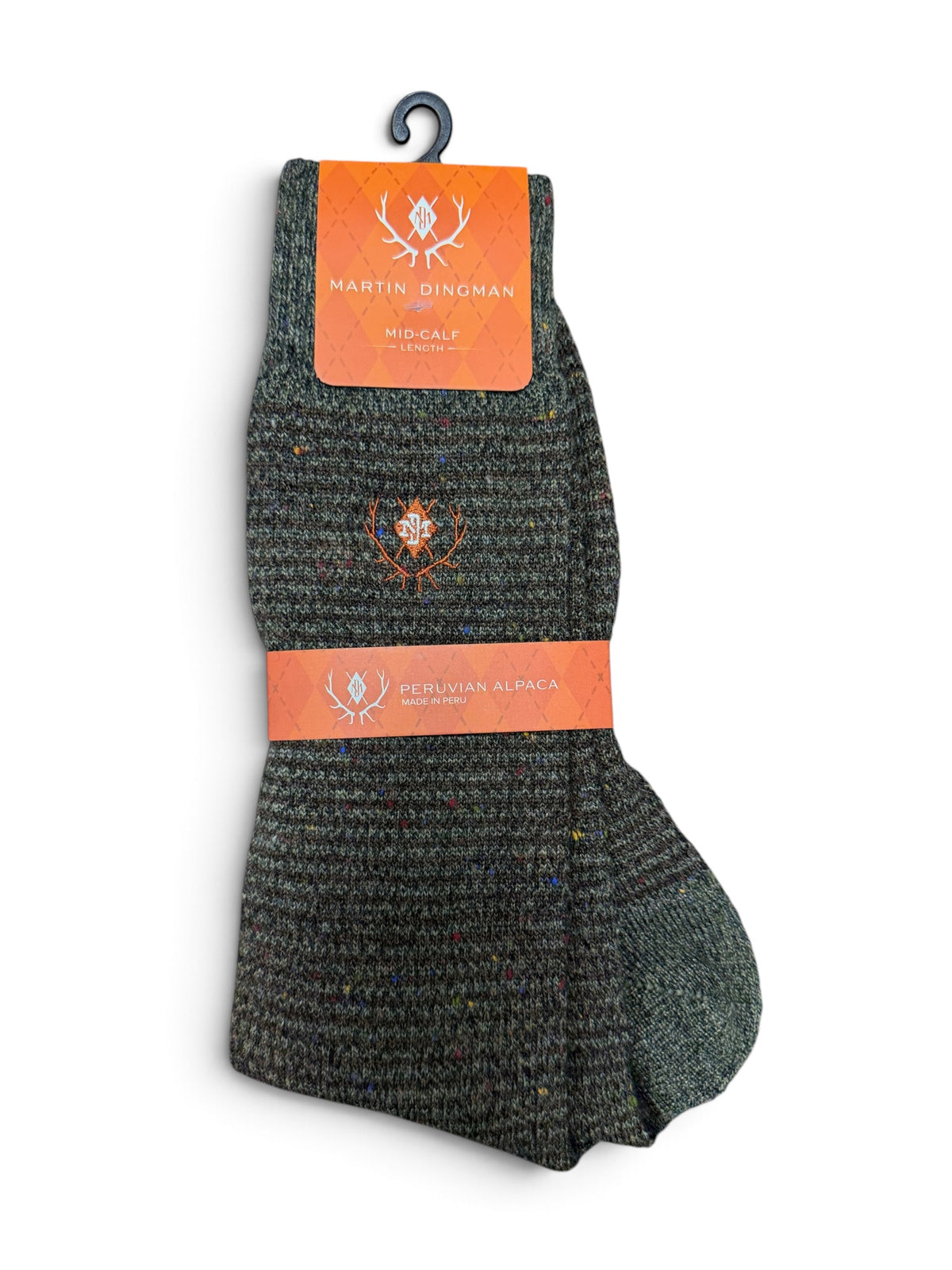 Stripe Alpaca Mid-Calf Socks-Forest