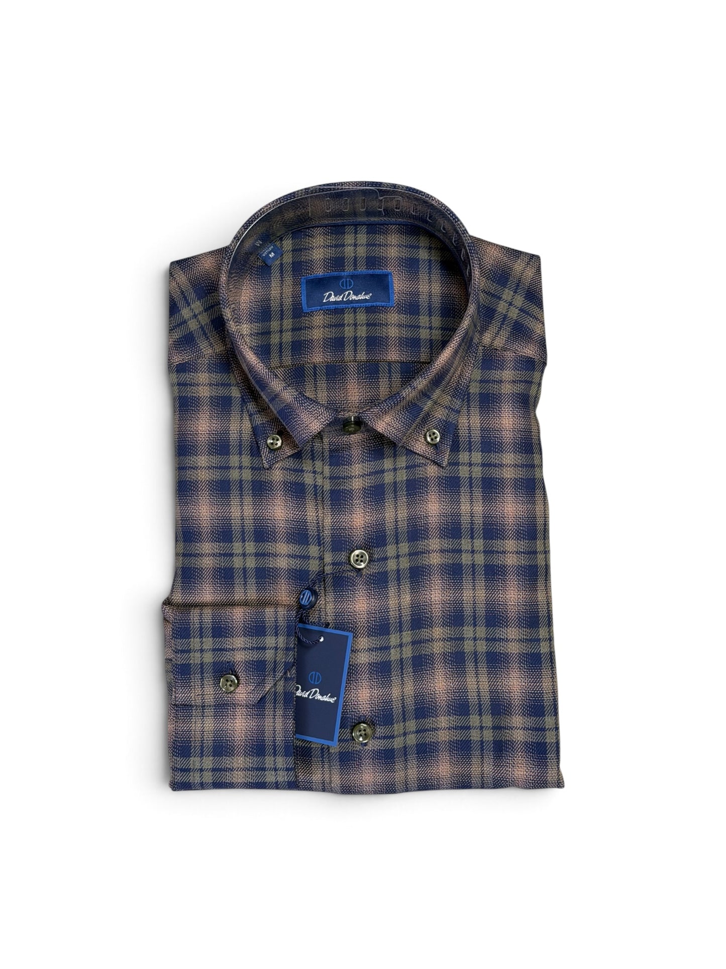 Melange Check Sport Shirt-Navy/Olive