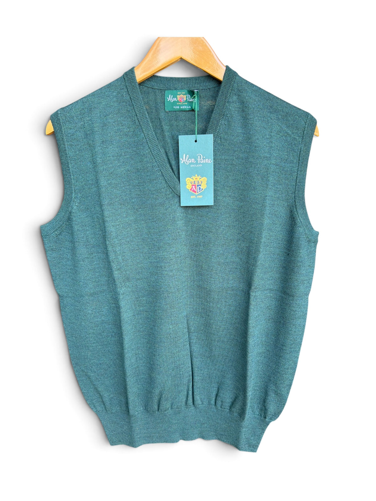 Merino V-Neck Slipover(Sleeveless)-Hunter