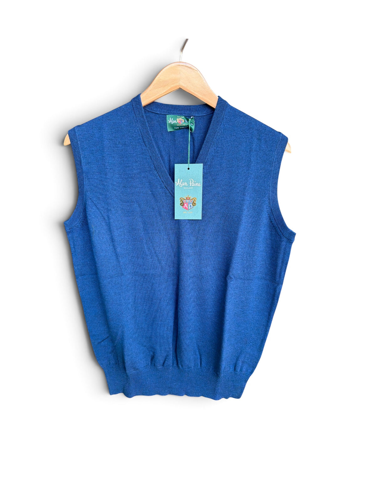 Merino V-Neck Slipover(Sleeveless)-Indigo