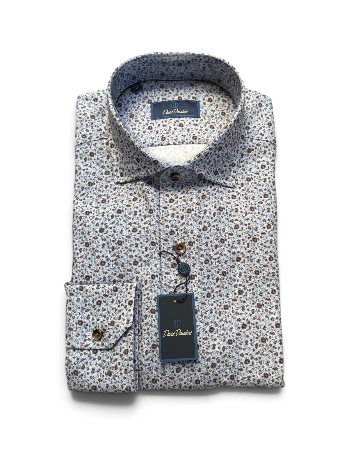 Floral Sport Shirt-Blue/Chocolate