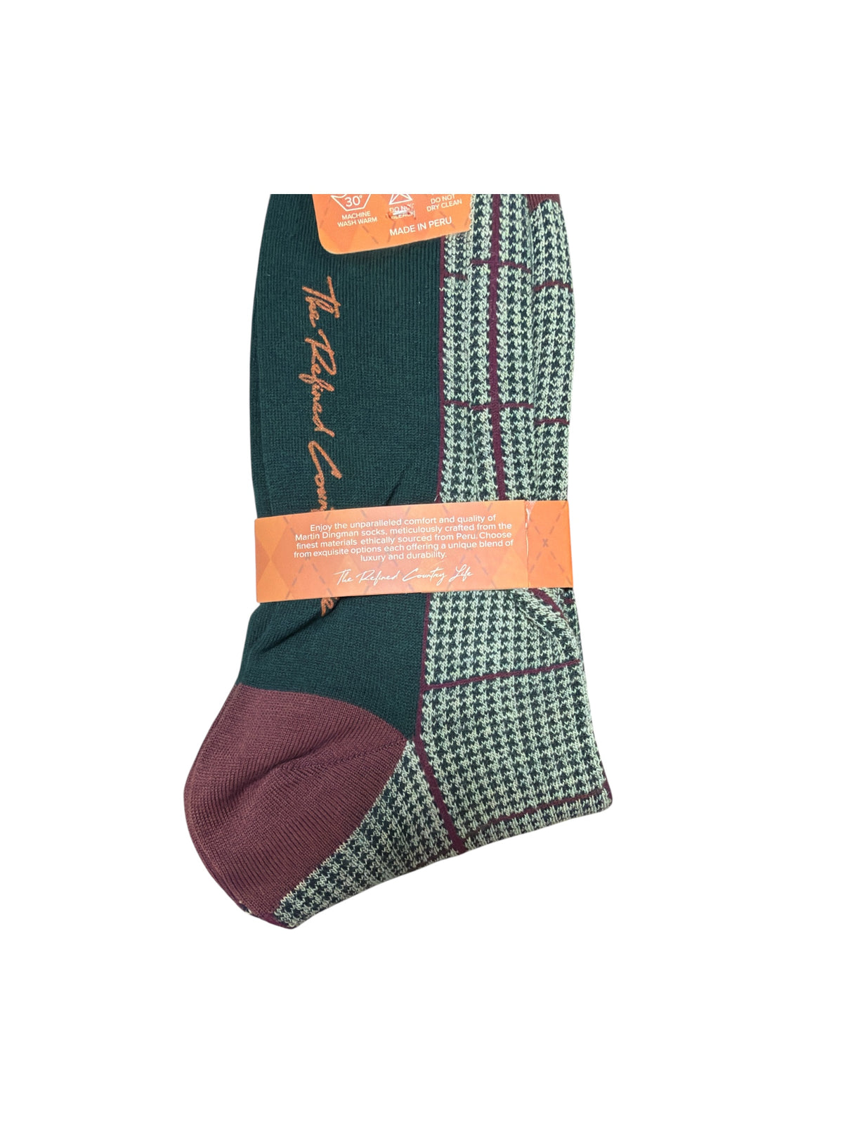 Window Pane Cotton Socks-Wine(Mid-Calf Length)