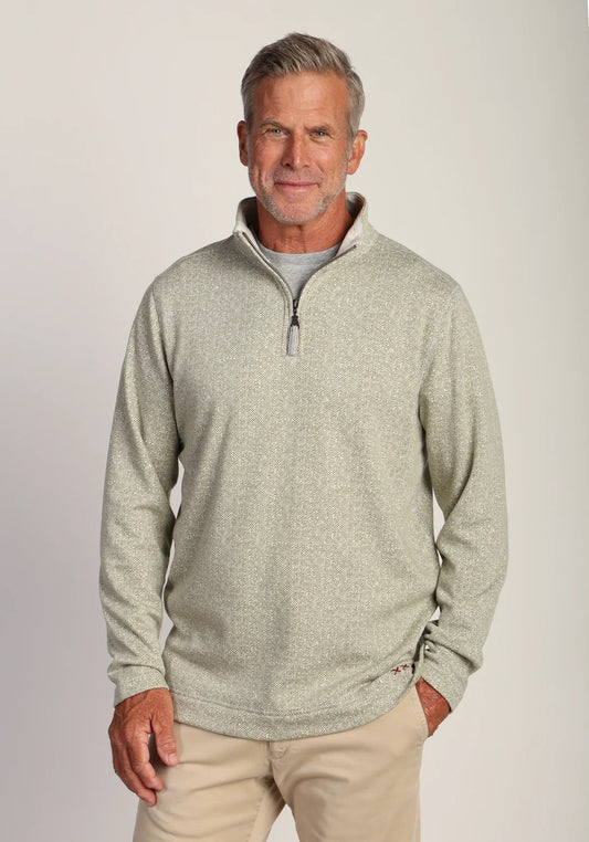 Herringbone Knit Fleece Quarter Zip - Cedar