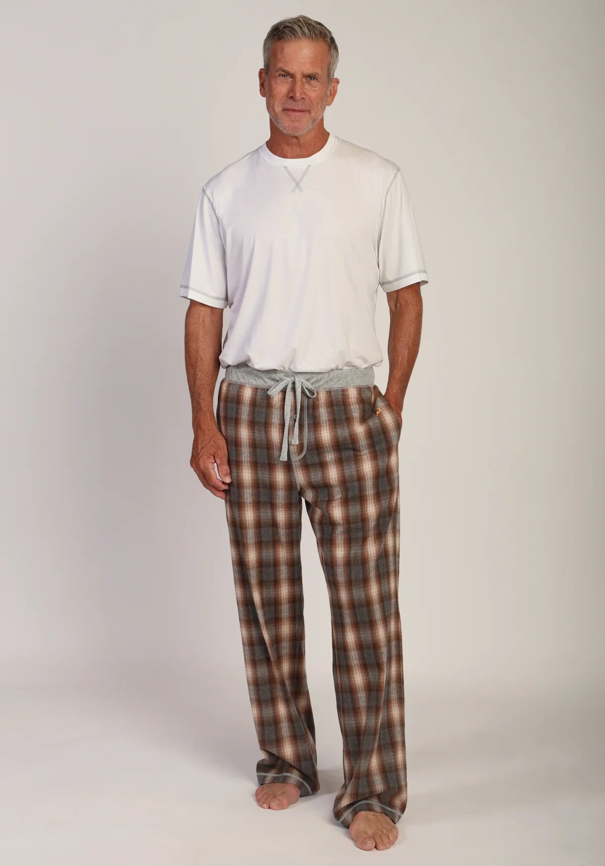 True Grit Summit Checks Flannel Pant - Saddle/Grey