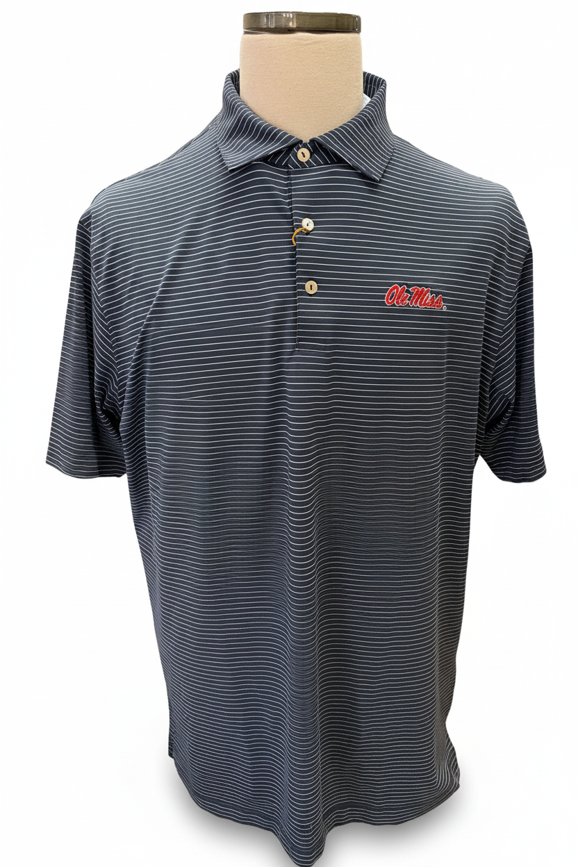 Ole Miss Striped Polo-Navy
