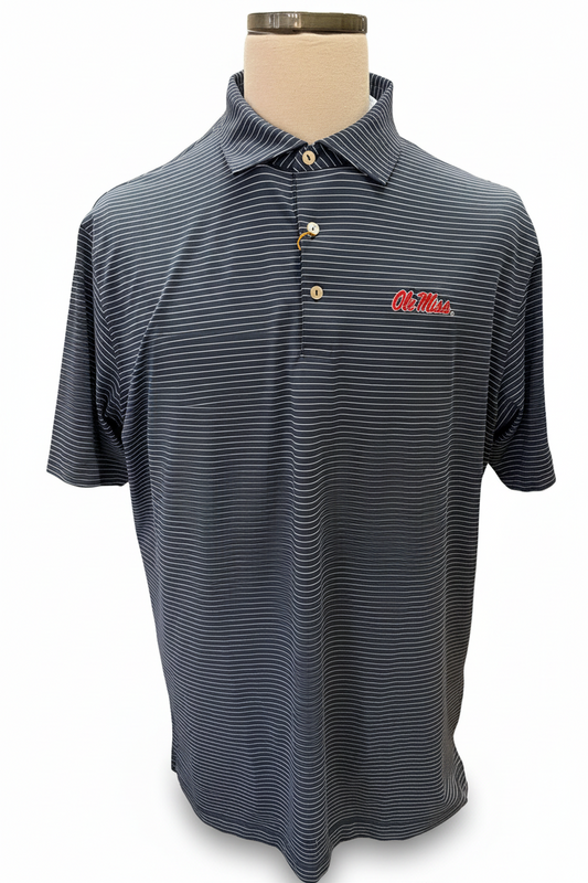 Ole Miss Striped Polo-Navy