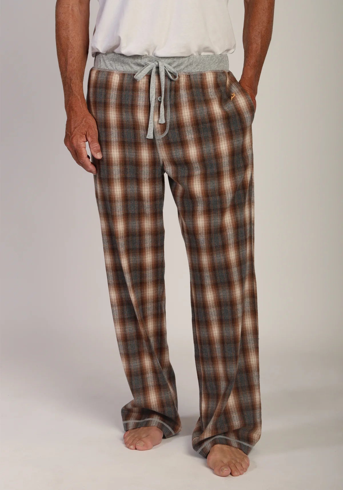 True Grit Summit Checks Flannel Pant - Saddle/Grey