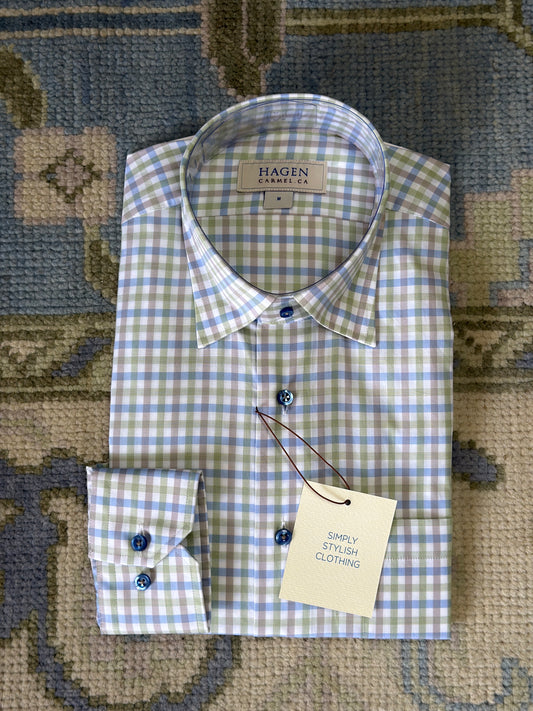 Hagen Buttondown - Blue/Green