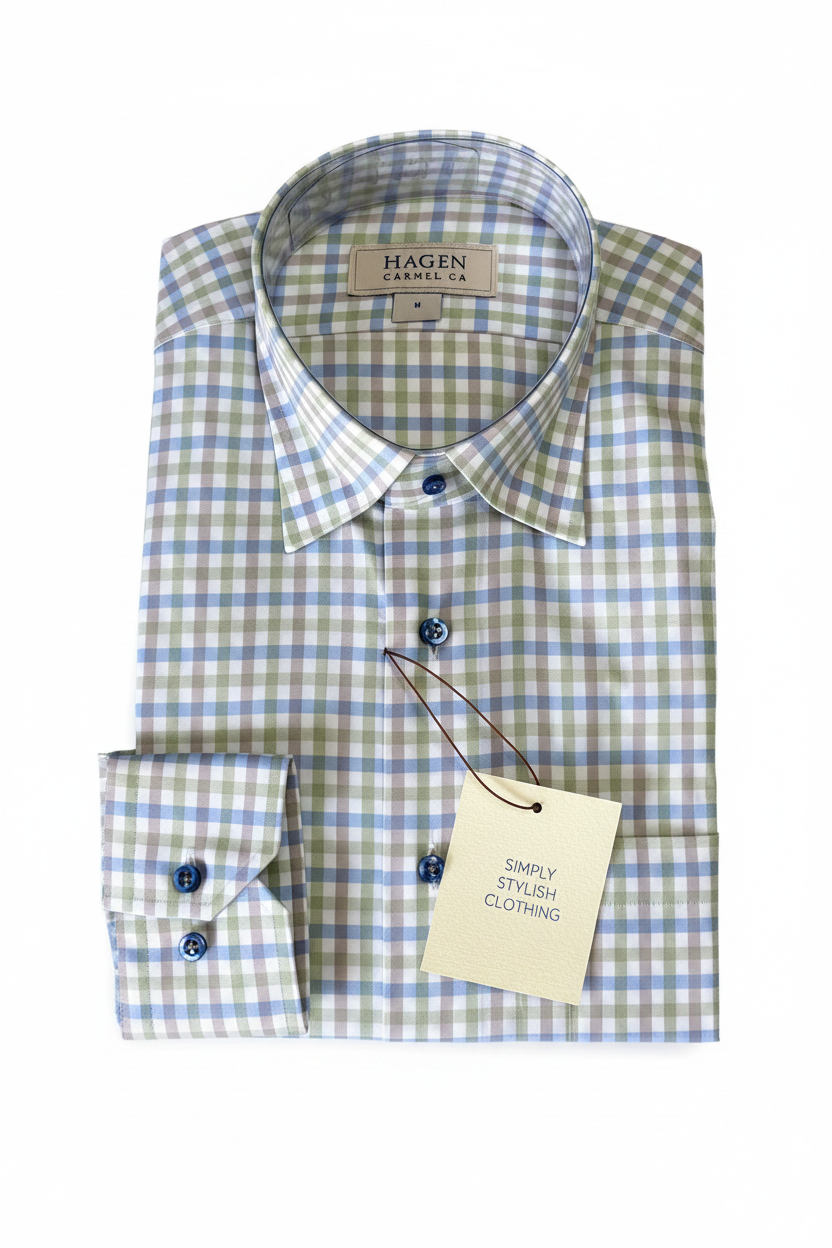 Hagen Buttondown - Blue/Green