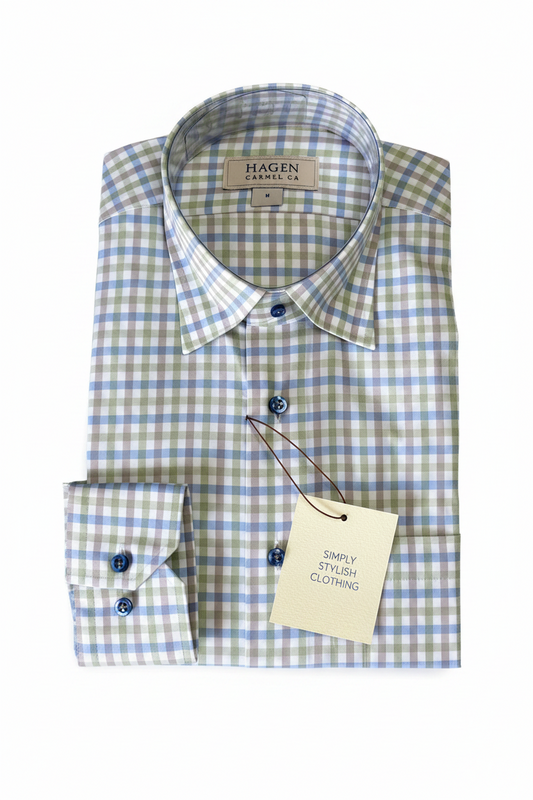 Hagen Buttondown - Blue/Green