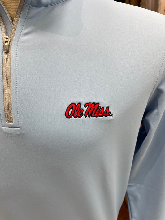 Peter Millar Ole Miss Cottage Blue Performance Quarter Zip