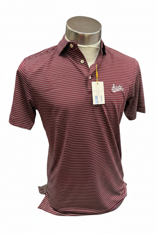 Striped Polo-White State Logo