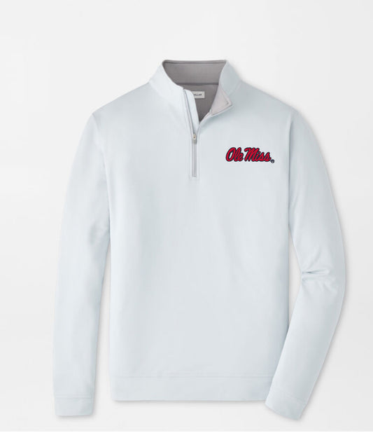 Peter Millar Ole Miss British Grey Performance Quarter Zip