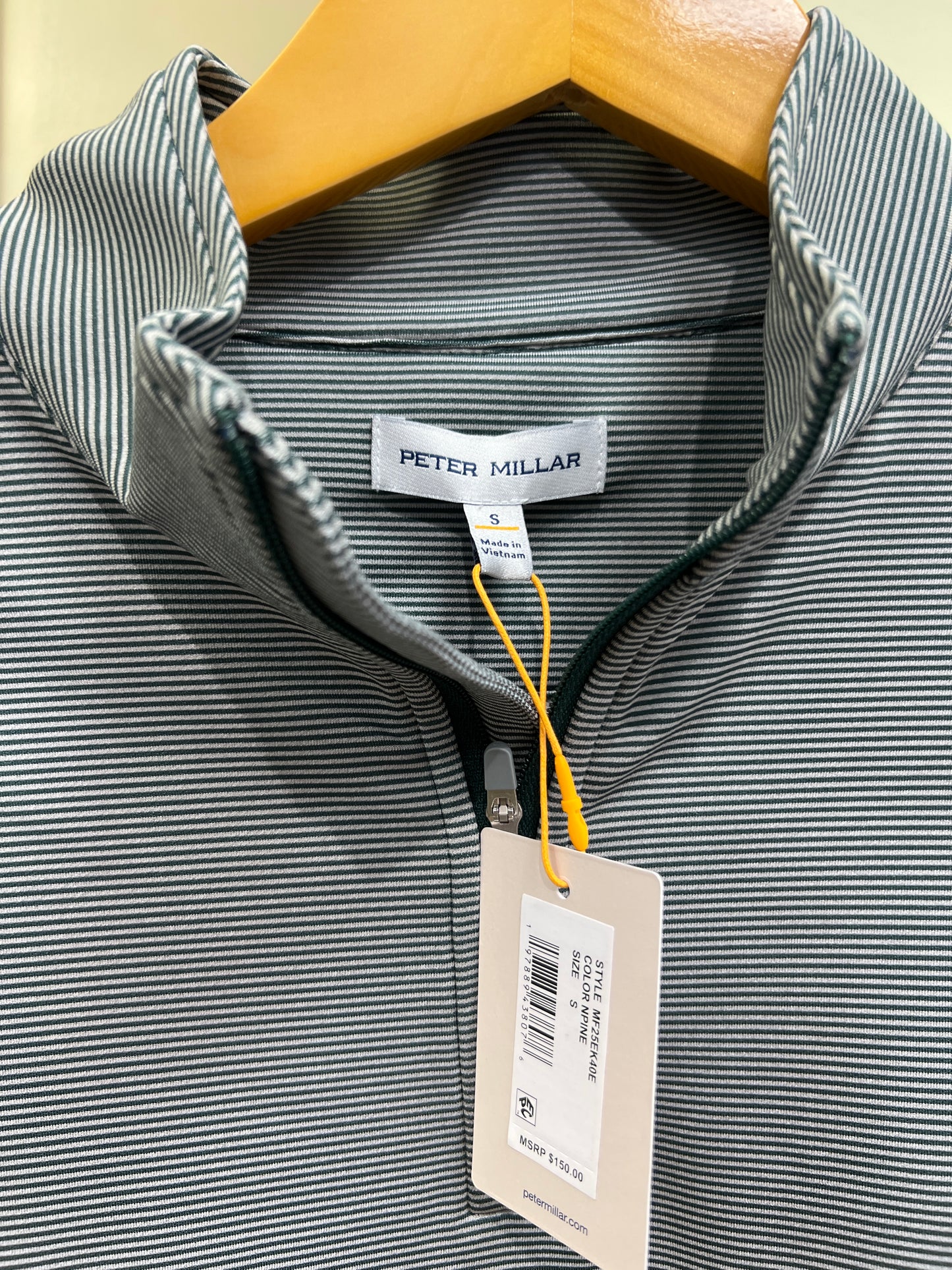 Peter Millar Perth Stripe Performance Quarter Zip - Nordic Pine