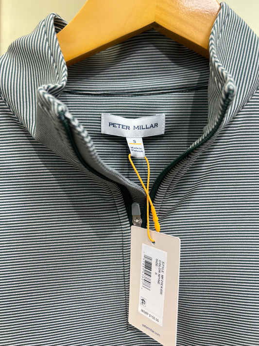 Peter Millar Perth Stripe Performance Quarter Zip - Nordic Pine