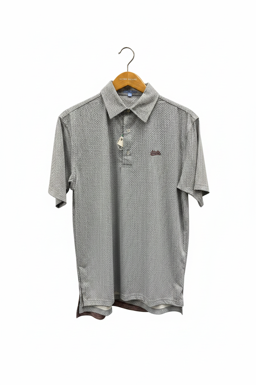 Baseball Printed Polo-White/Charcoal