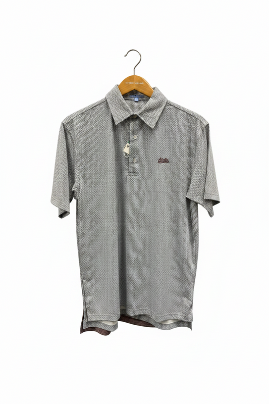 Baseball Printed Polo-White/Charcoal