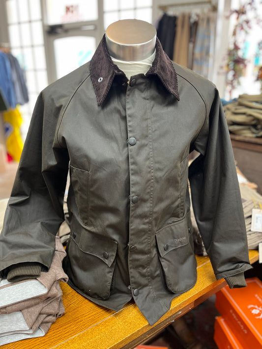 Men’s Barbour Classic Bedale Waxed Jacket-Olive