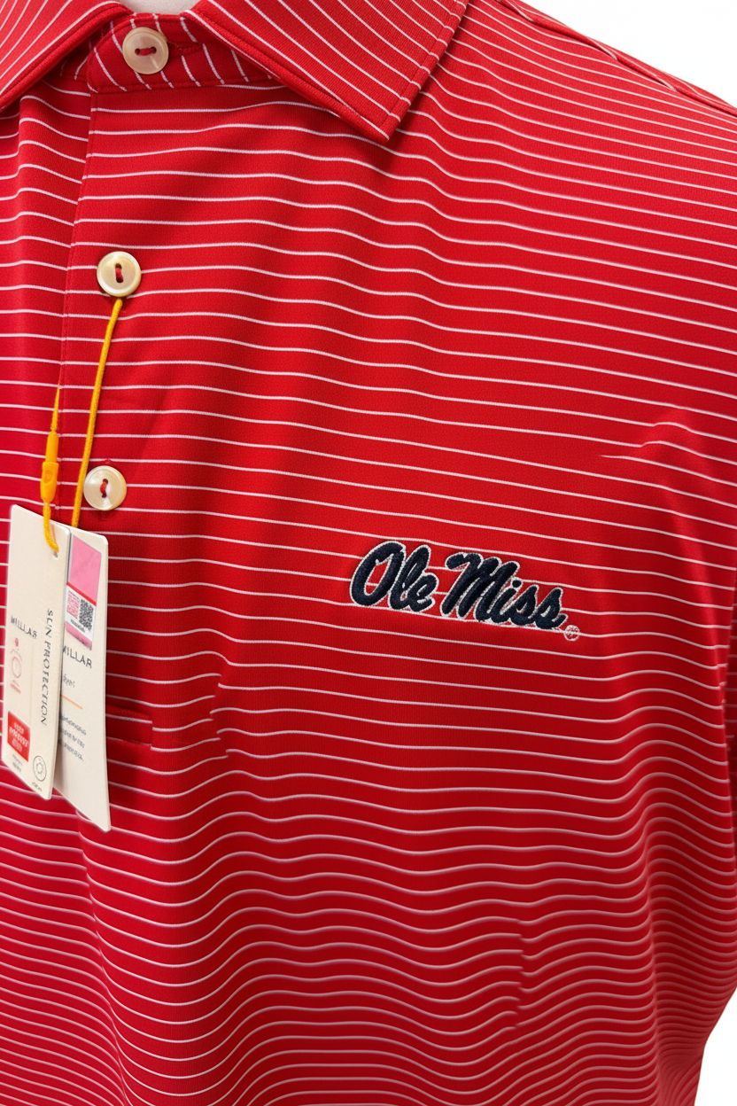 Striped Polo-Ole Miss Red