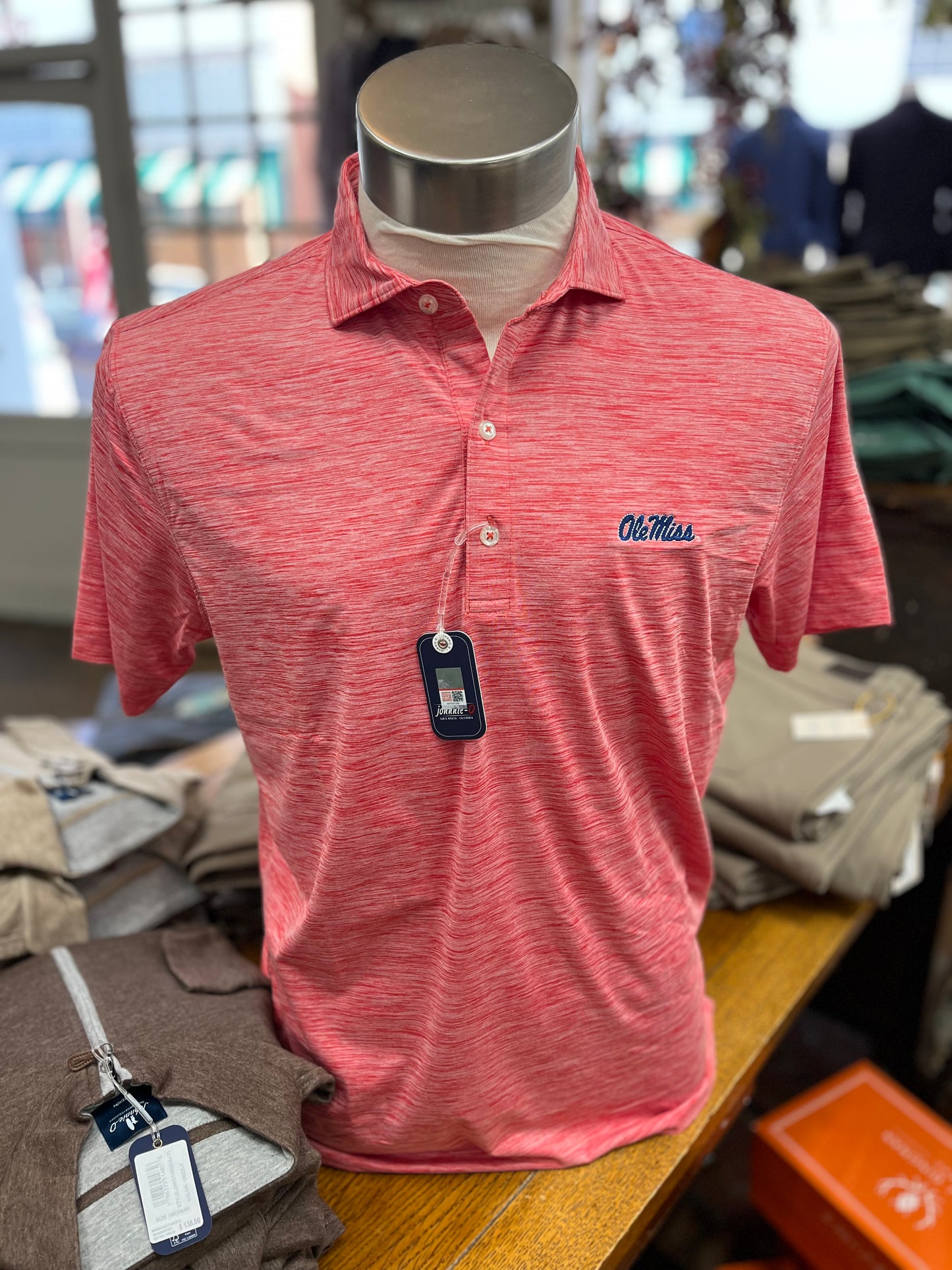 Johnnie-O Ole Miss Red (Brush Stroked) Performance Polo