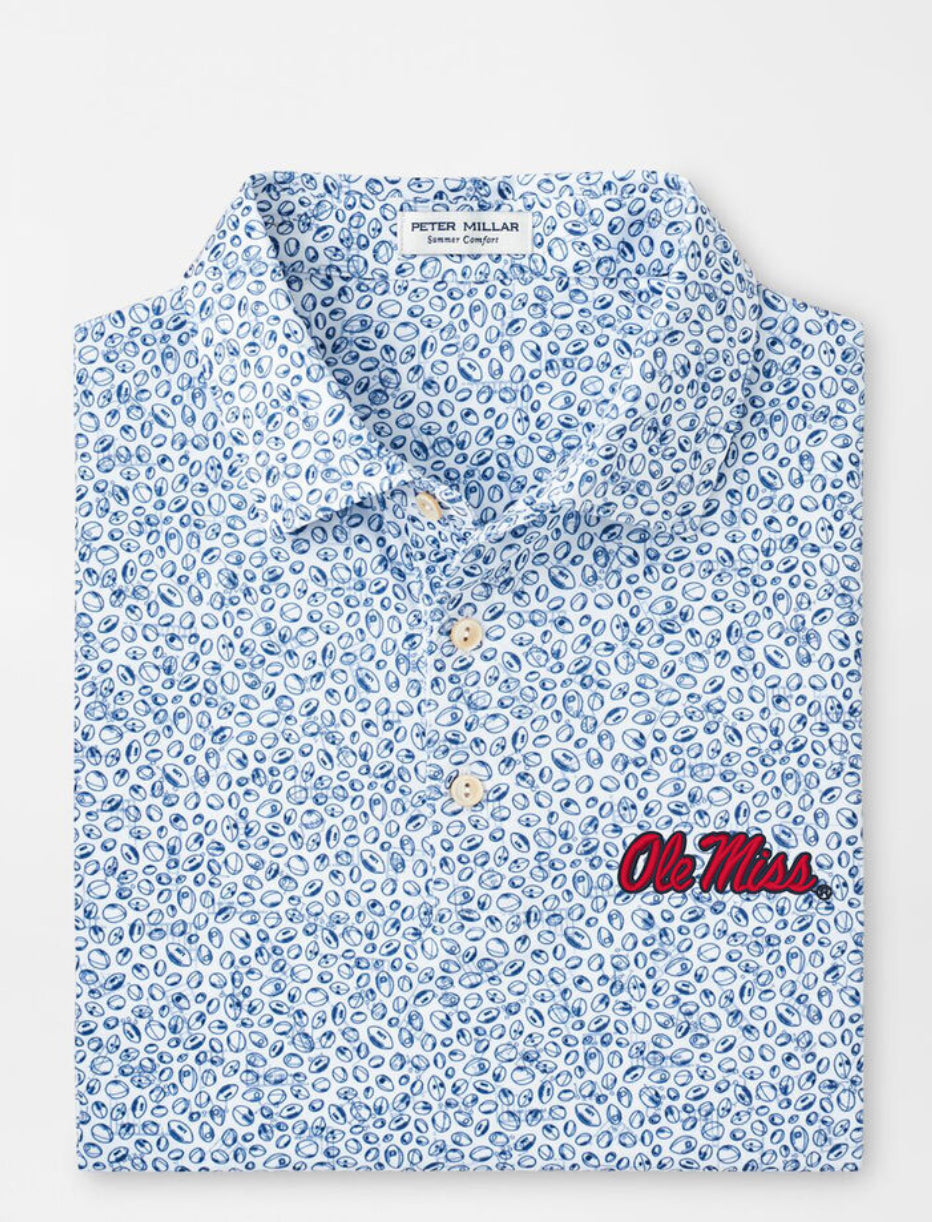 Peter Millar Ole Miss White/Navy Blitz Performance Polo