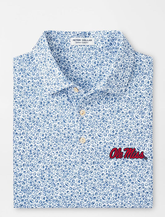 Peter Millar Ole Miss White/Navy Blitz Performance Polo