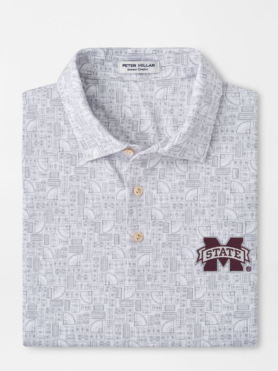 Peter Millar MS State White Out of Bounds Performance Jersey Polo -