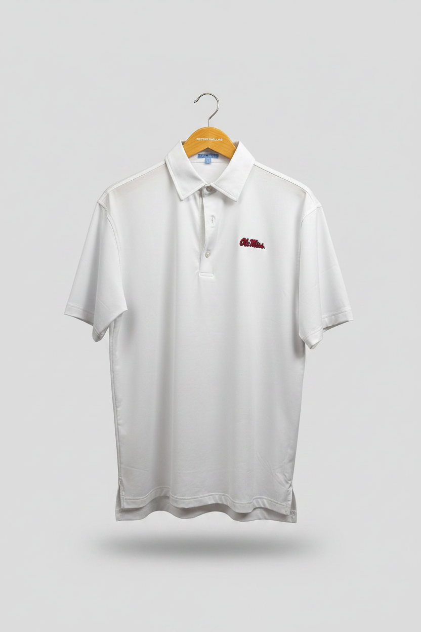 Genteal Ole Miss Solid Polo-White