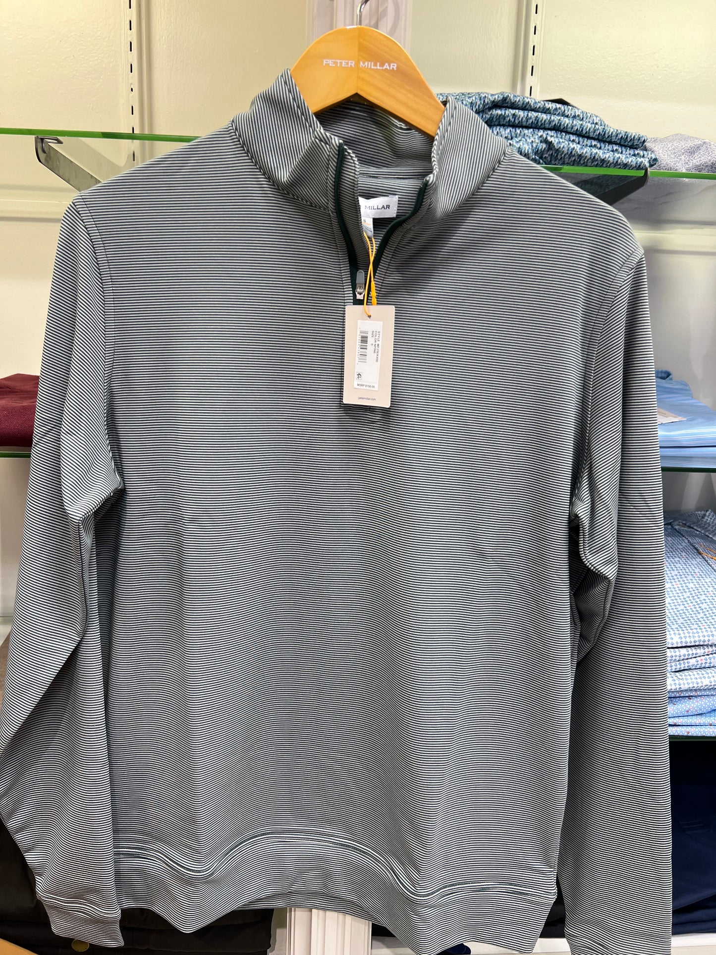 Peter Millar Perth Stripe Performance Quarter Zip - Nordic Pine