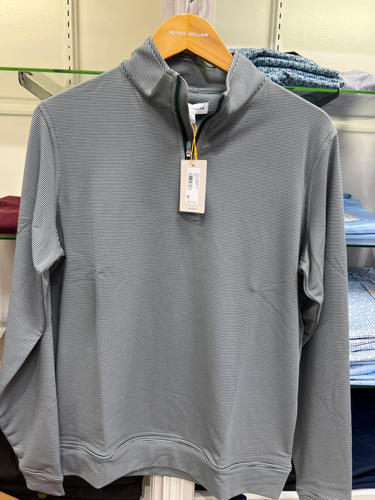 Peter Millar Perth Stripe Performance Quarter Zip - Nordic Pine