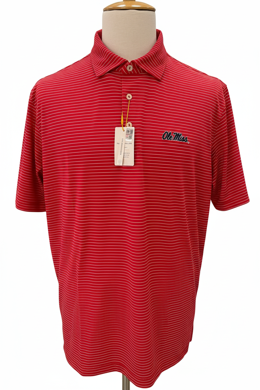Striped Polo-Ole Miss Red