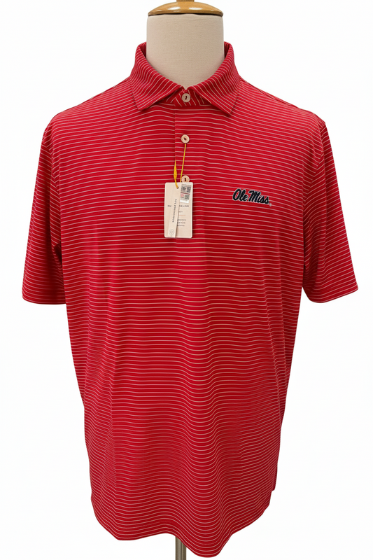 Striped Polo-Ole Miss Red
