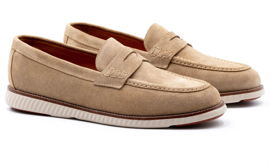 Suede Penny Loafer - Khaki