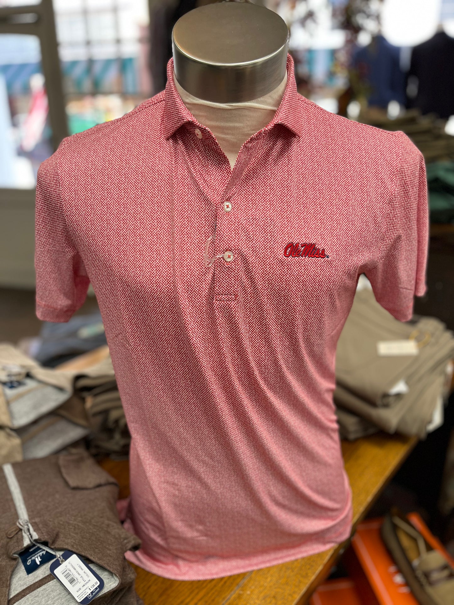 Johnnie-O Ole Miss Red Hinson Patterned Performance Polo