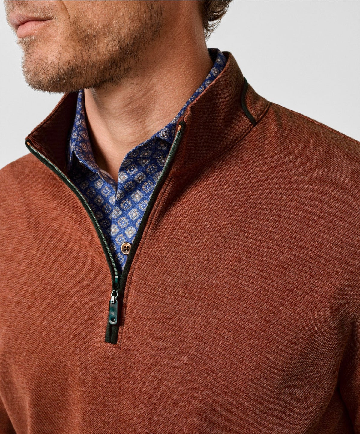 Smythson Quarter Zip-Brick