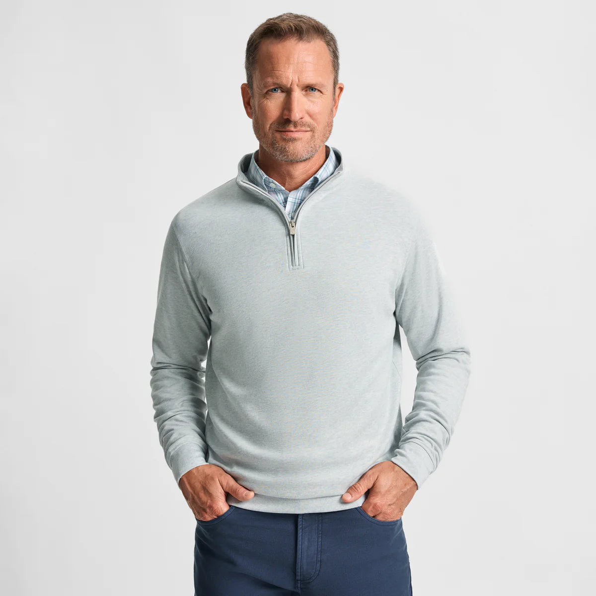 Genteal Cotton Modal Quarter Zip - Fog Grey