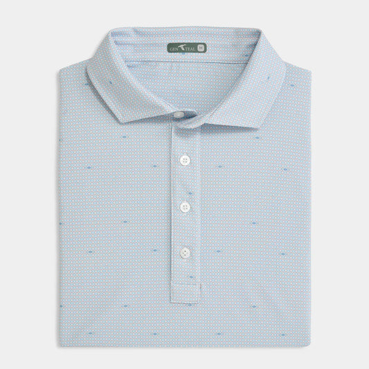 Genteal Gridline Printed Performance Polo - Sunrise
