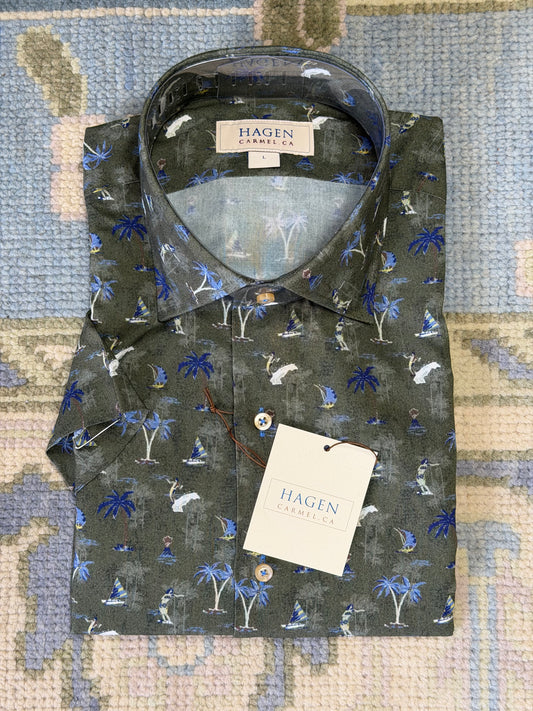 Hagen SS Island Surf Buttondown