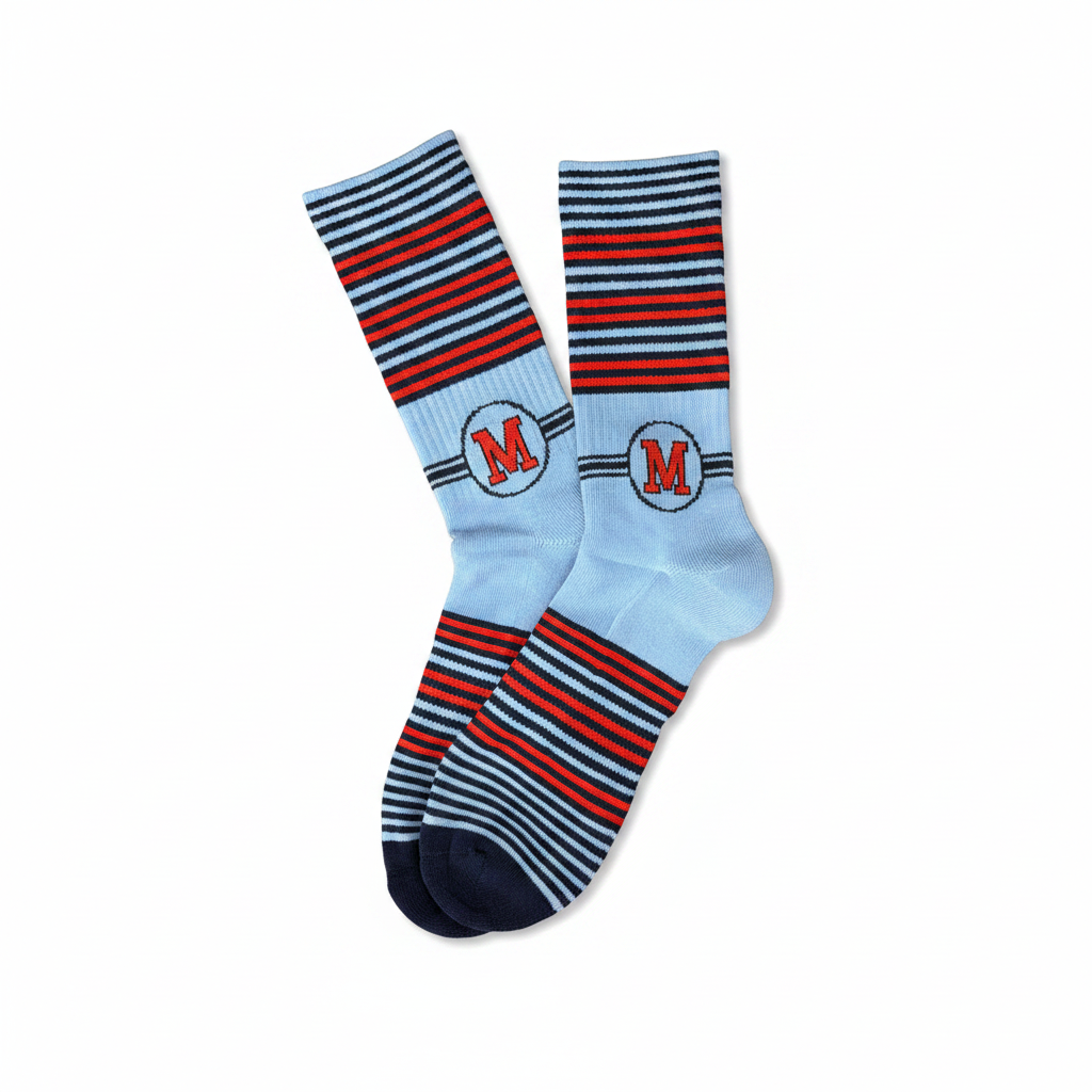 M Stripe Socks-Powder Blue