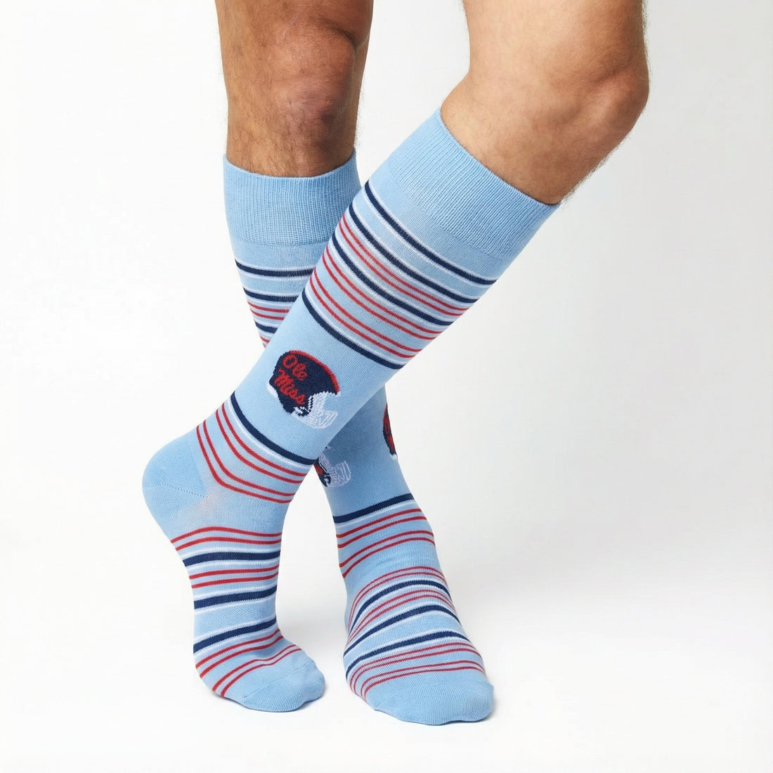 Ole Miss Helmet Socks-Powder Blue
